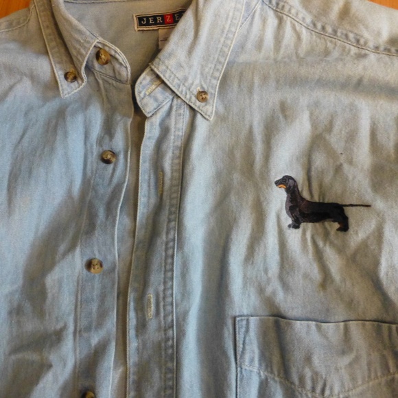 JERZEE DENIM LS SHIRT BLK DASCHUND XL - Picture 2 of 5
